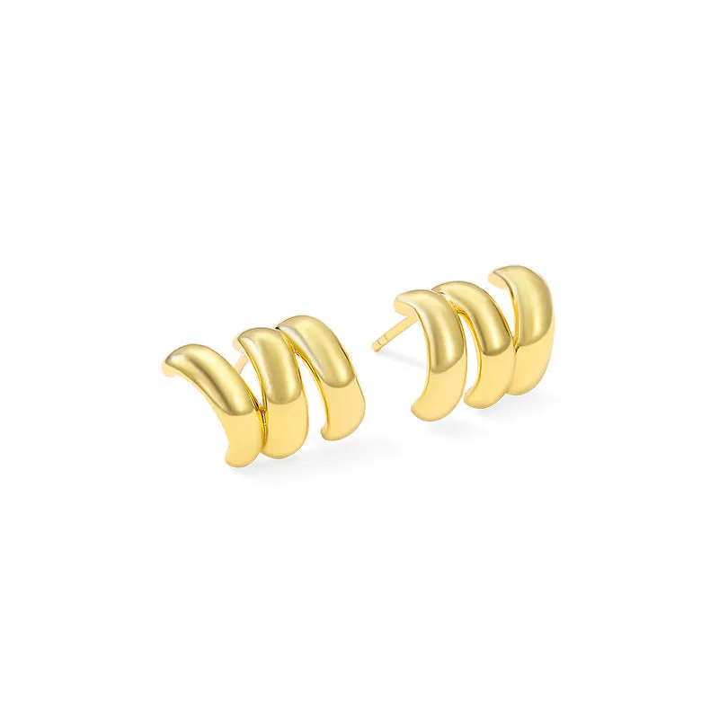 Wholesale Free Matching Three-ring Light Luxury Niche High-end Design Sense C-shaped Fashionable Versatile Stud Earrings
