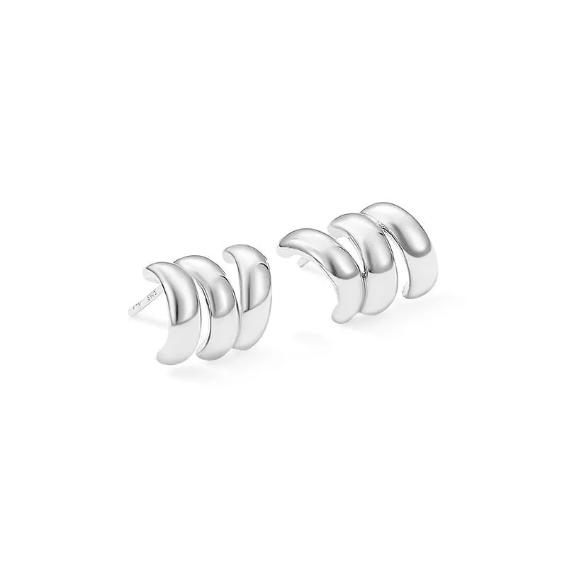 Wholesale Free Matching Three-ring Light Luxury Niche High-end Design Sense C-shaped Fashionable Versatile Stud Earrings