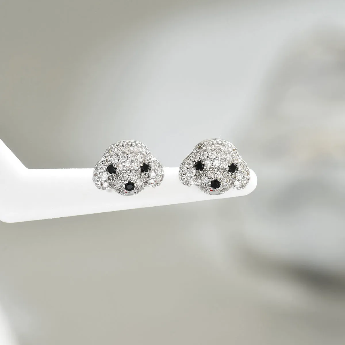 Wholesale Inlaid Zircon Puppy Animal Design Versatile Earrings