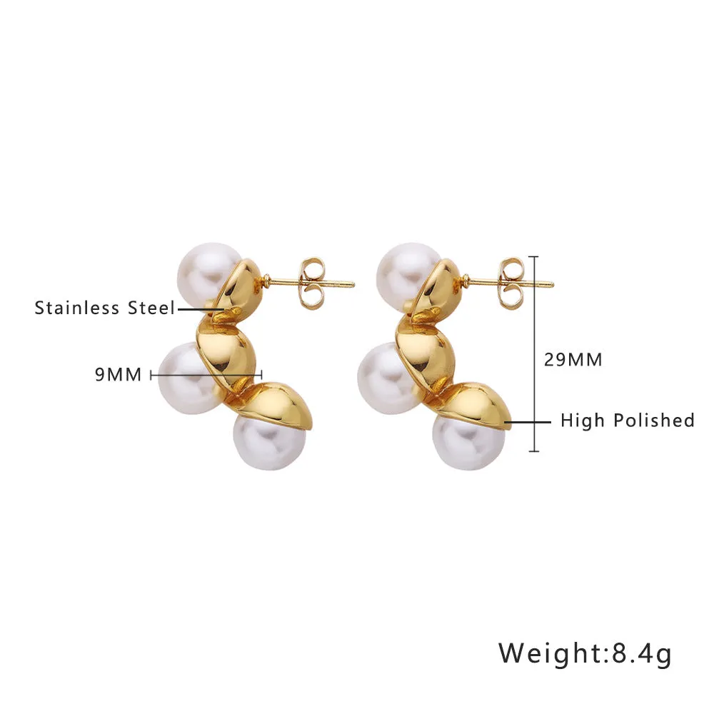 Wholesale Stainless Steel Versatile Fashion Pearl Titanium Steel Earrings