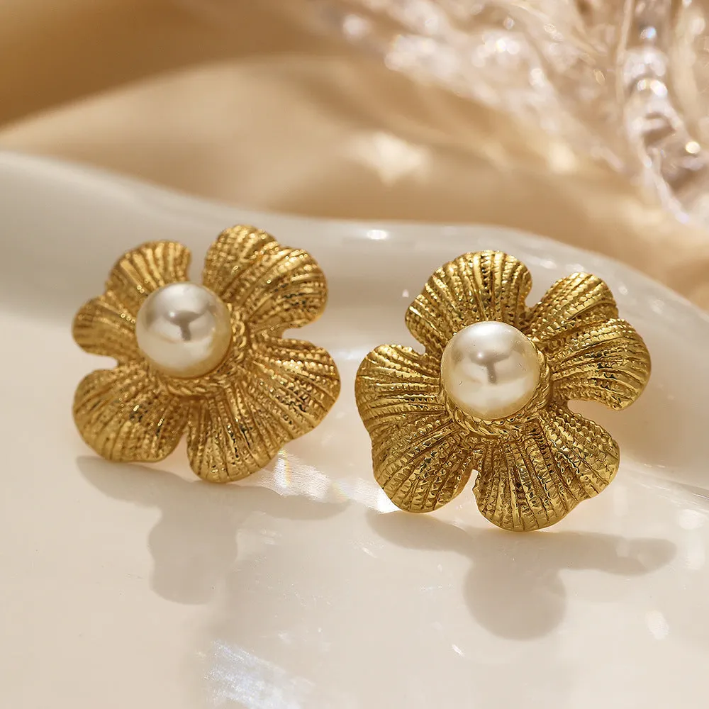 Wholesale Stainless Steel Versatile Fashion Pearl Titanium Steel Earrings