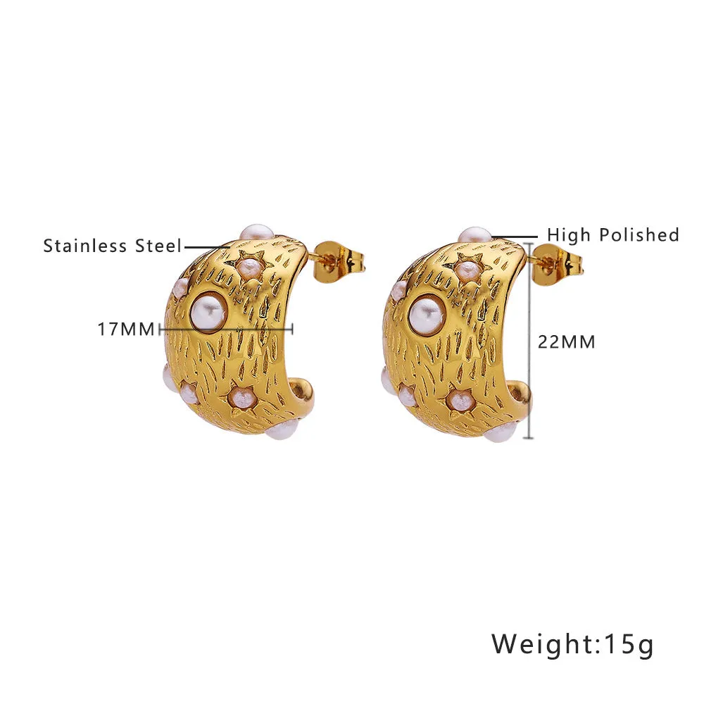 Wholesale Stainless Steel Versatile Fashion Pearl Titanium Steel Earrings