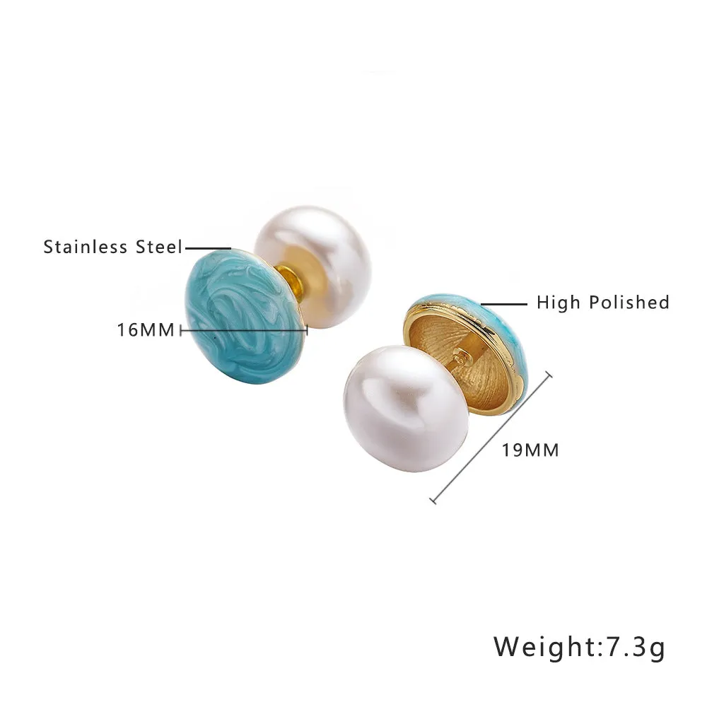 Wholesale Stainless Steel Versatile Fashion Pearl Titanium Steel Earrings
