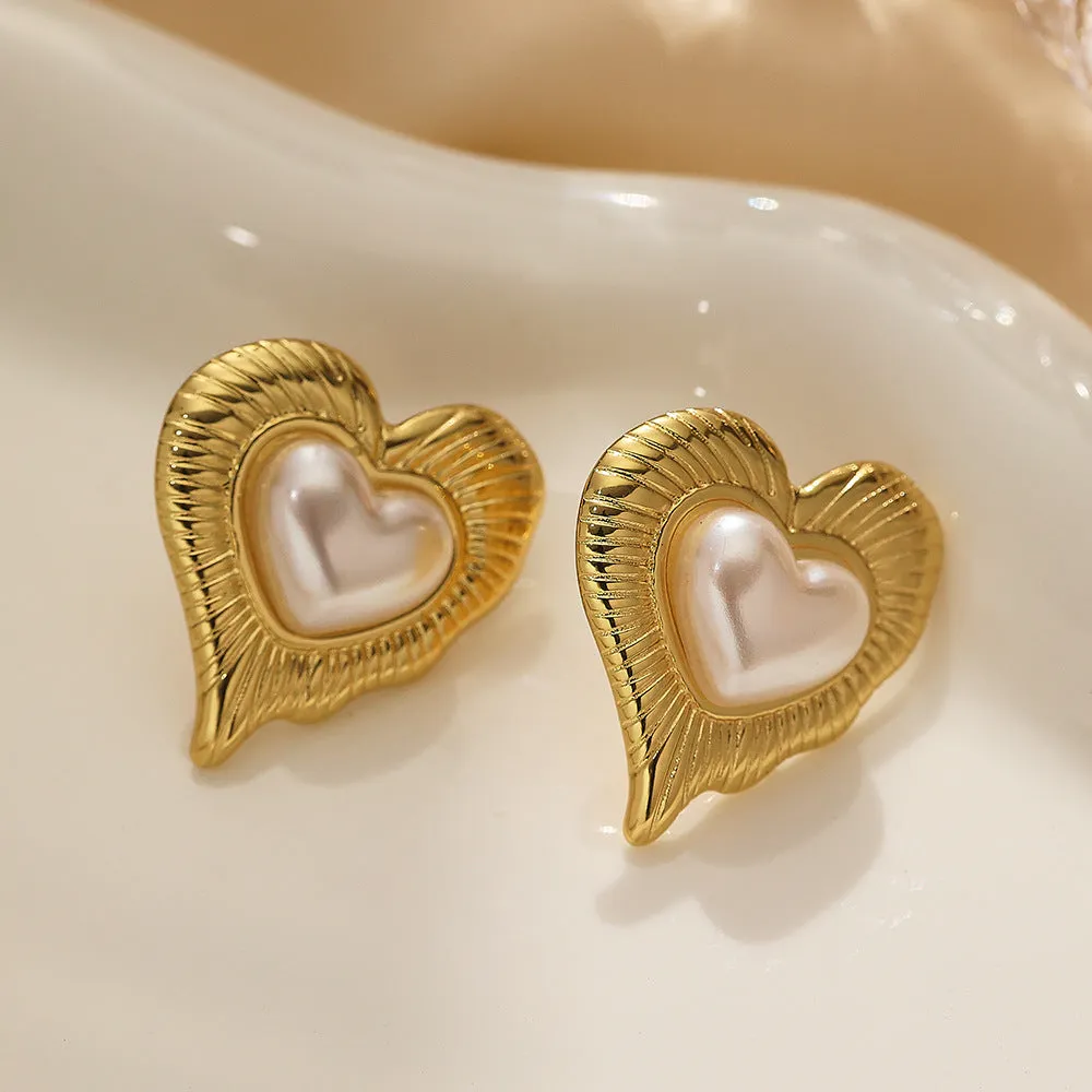 Wholesale Stainless Steel Versatile Fashion Pearl Titanium Steel Earrings