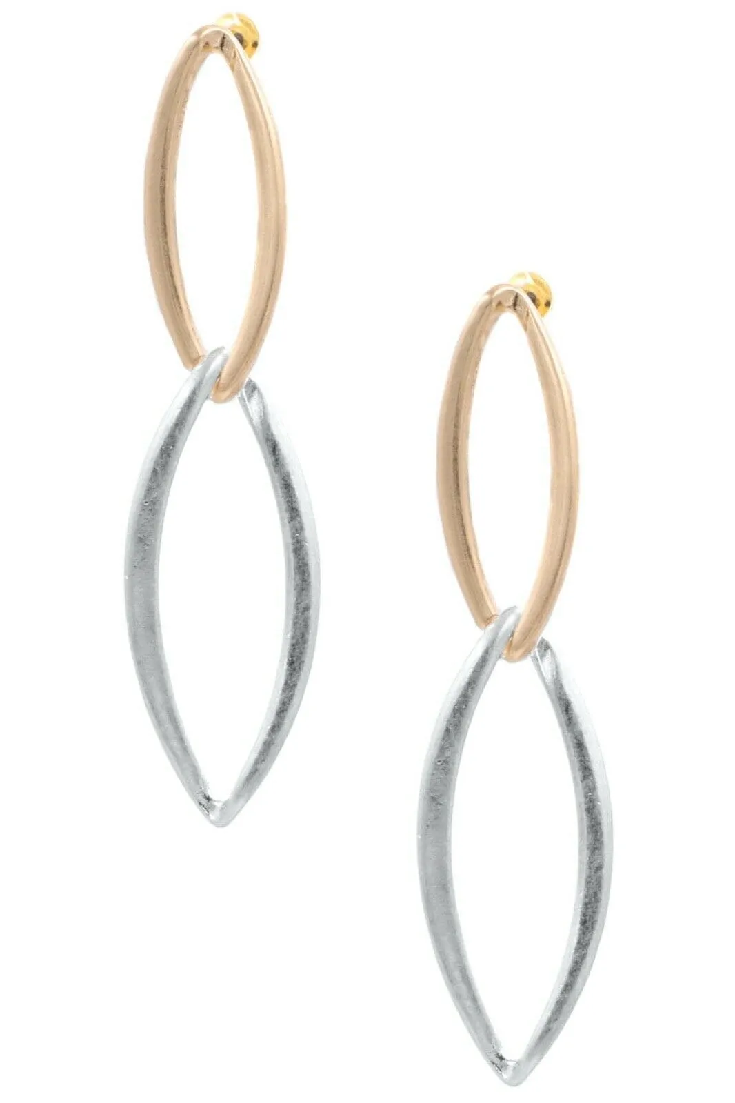 Womens Worn Gold Silver Interlinked Metal Earrings Jewelry
