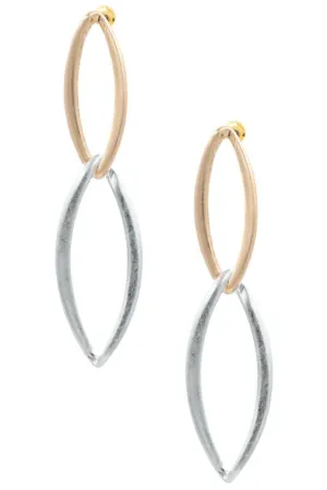 Womens Worn Gold Silver Interlinked Metal Earrings Jewelry