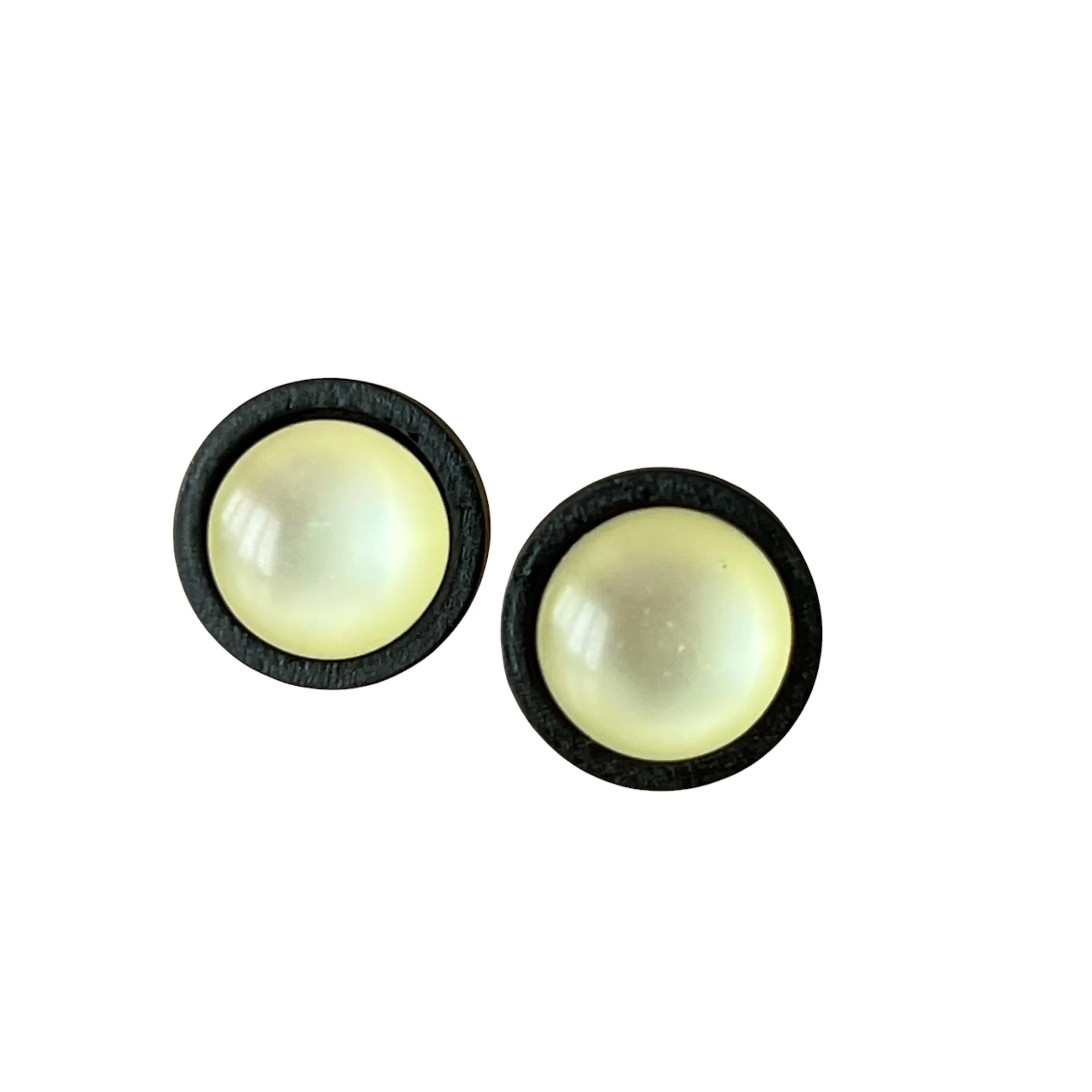 Yellow Resin Black Wood Unisex Stud Earrings - Stylish & Versatile Jewelry